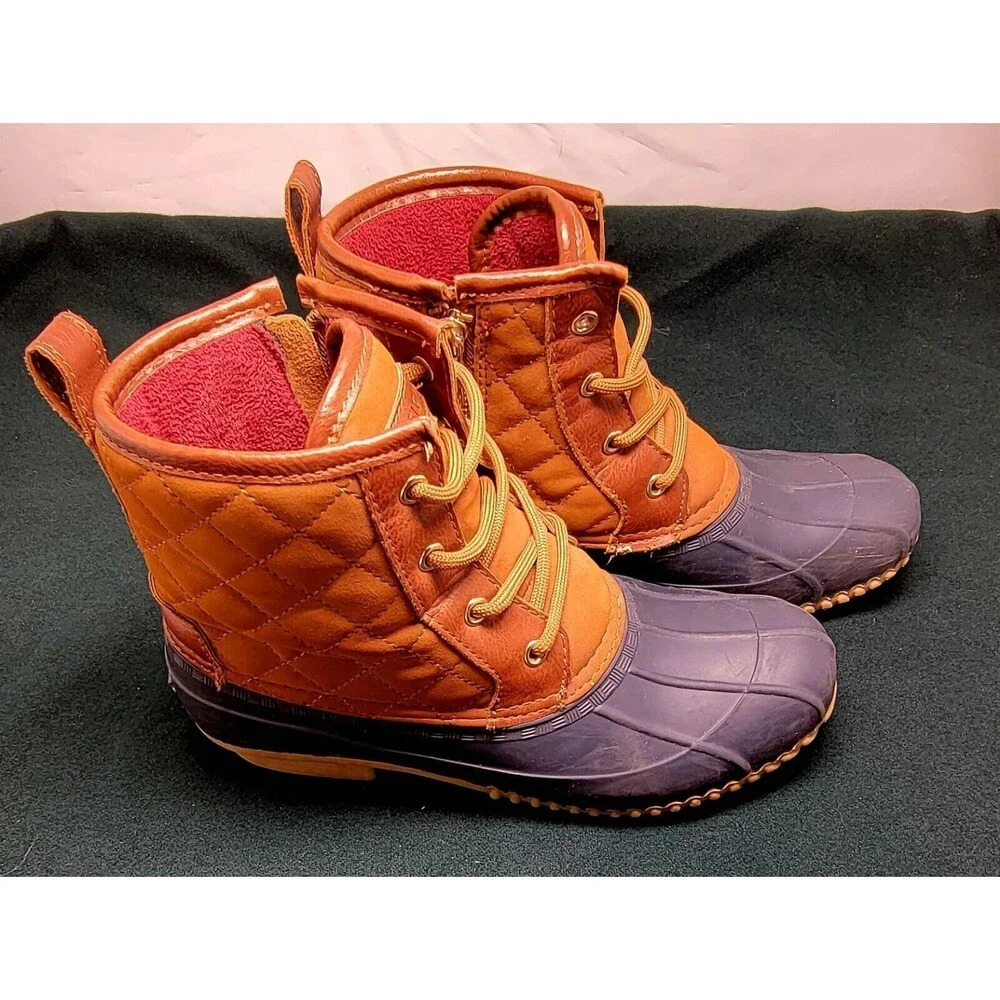 Tommy Hilfiger Rain Snow Duck Boots Size Blue Tan Women's 8M - Picture 2 of 10
